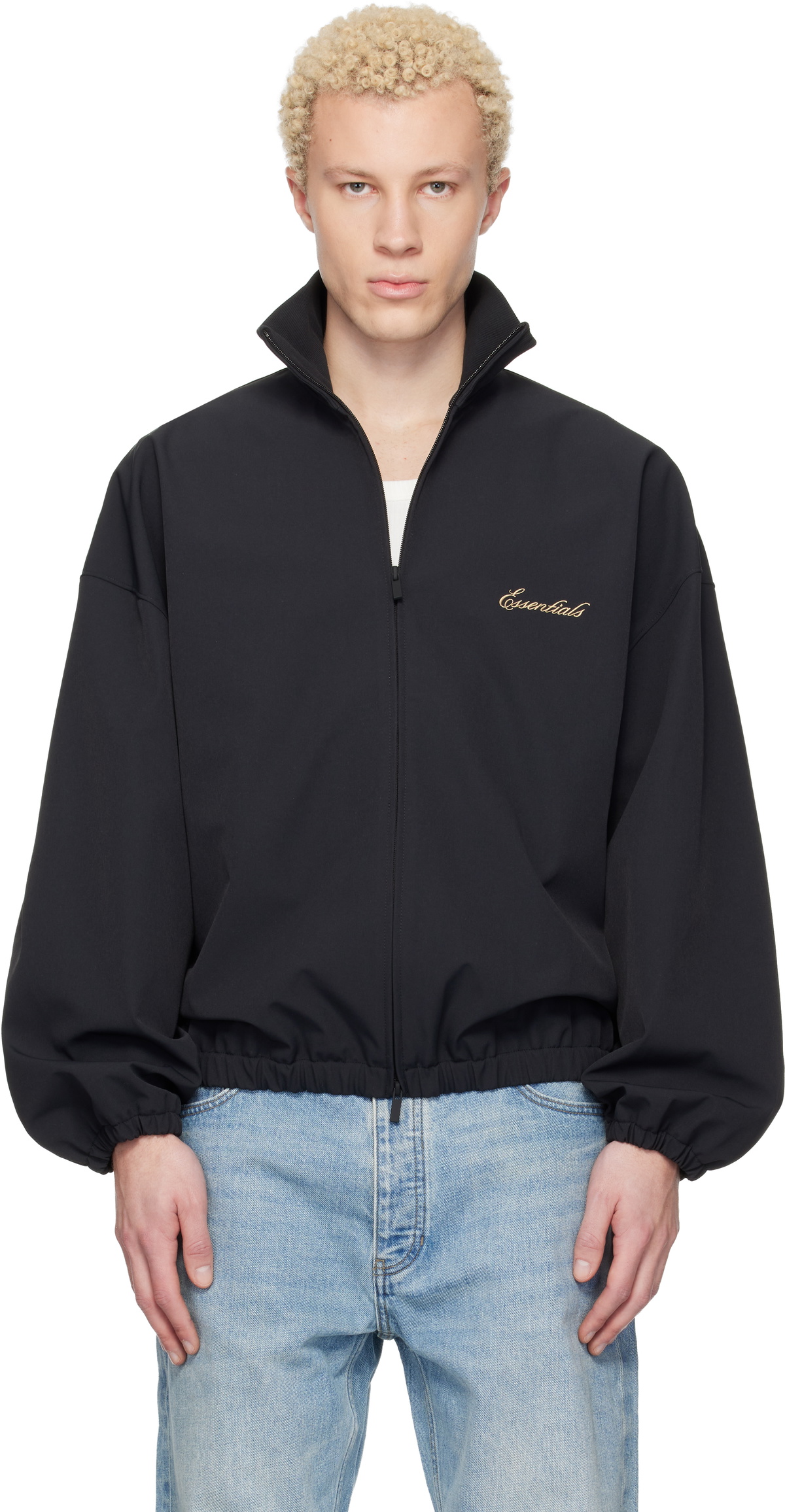 Fear of God ESSENTIALS Black Signature Full Zip Track Jacket