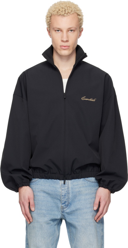Photo: Fear of God ESSENTIALS Black Signature Full Zip Track Jacket