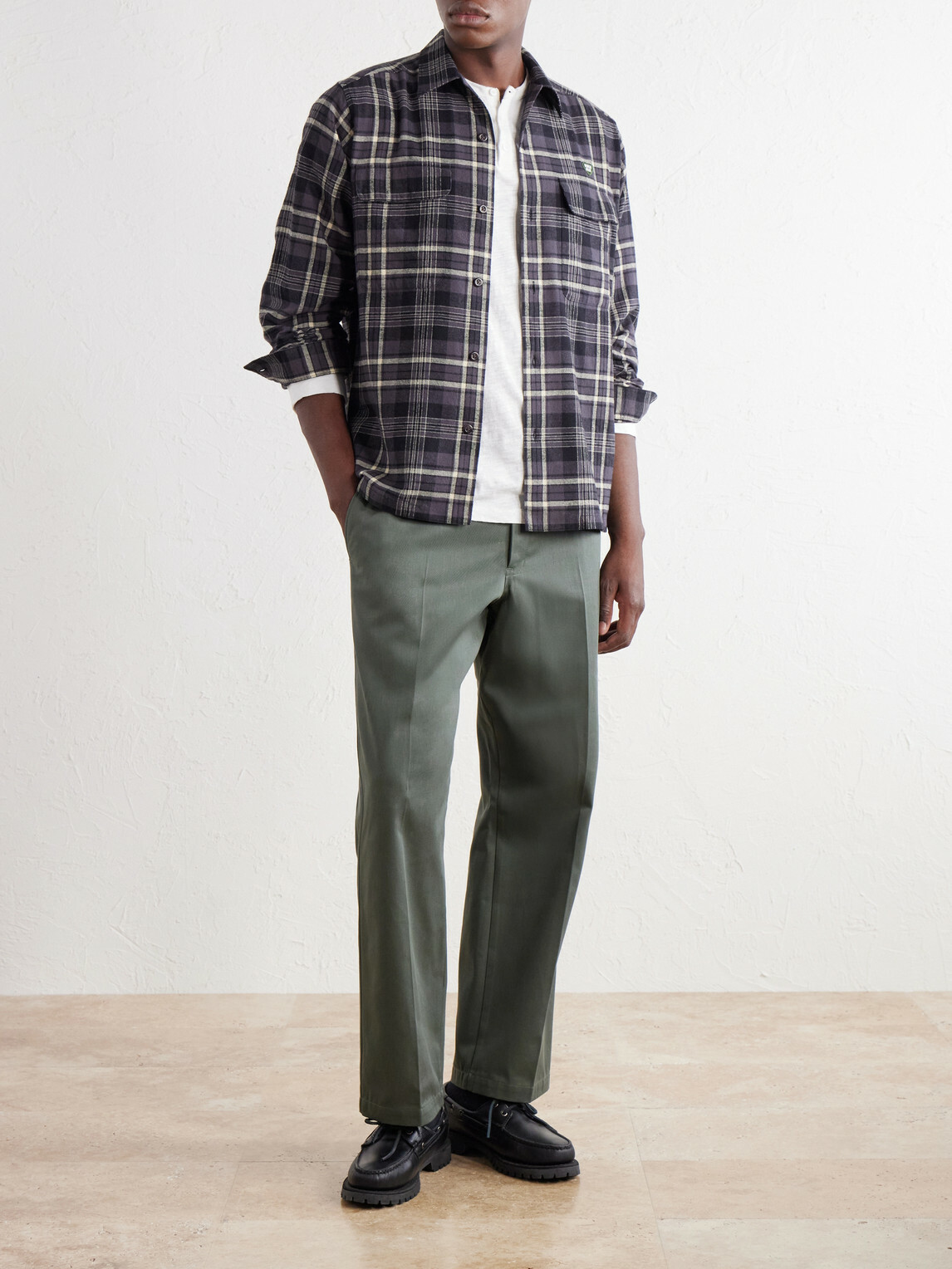 Human Made - Camp-Collar Checked Cotton-Flannel Shirt - Gray