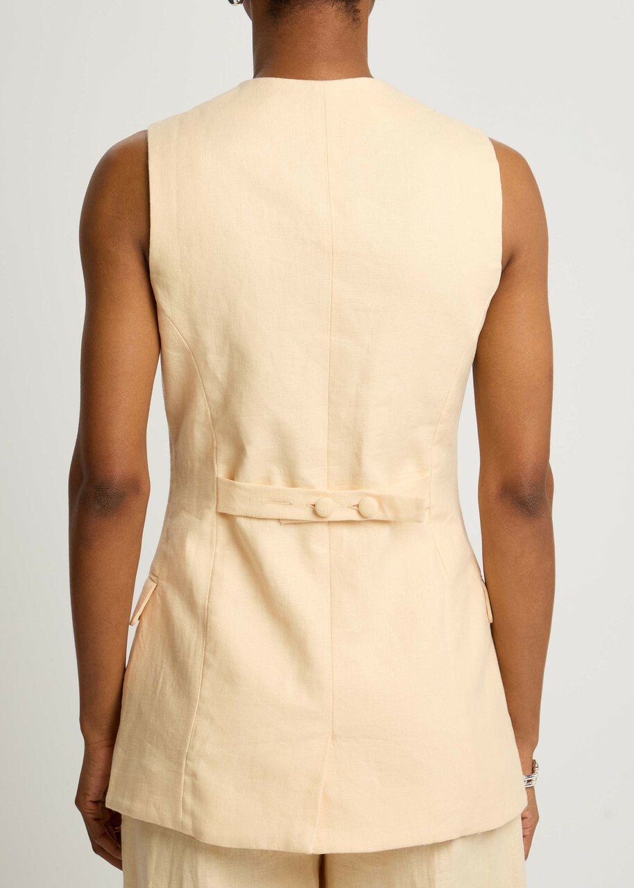 Faithfull The Brand Jane Linen Waistcoat Yellow