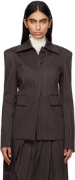 REMAIN Birger Christensen Brown Slim Striped Blazer