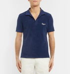 Ermenegildo Zegna - Logo-Embroidered Cotton-Terry Polo Shirt - Blue