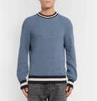 Brunello Cucinelli - Contrast-Trimmed Mélange Cotton-Blend Sweater - Men - Blue