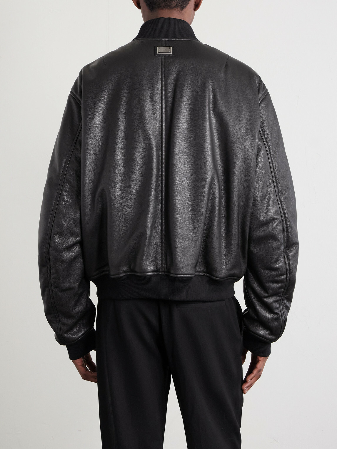 Dolce&Gabbana - Padded Full-Grain Leather Bomber Jacket - Black