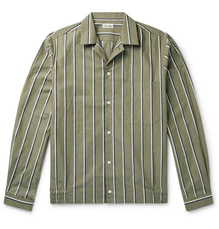 Photo: Camoshita - Camp-Collar Striped Cotton Oxford Shirt - Green