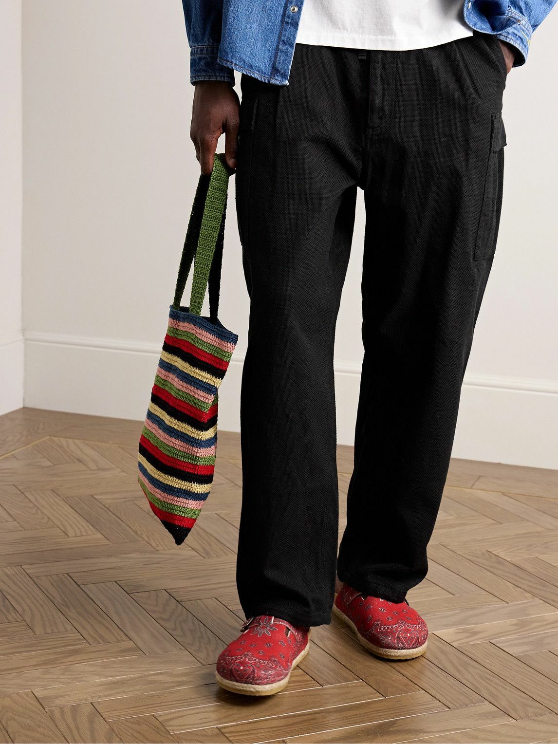 Yuketen - Sal-1 Bandana-Print Suede Clogs - Red Yuketen display picture 1