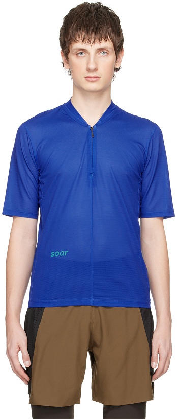 Photo: Soar Running Blue Hot Weather Zip T-Shirt