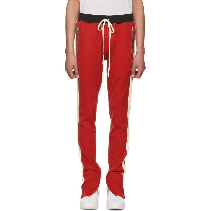 Photo: Fear of God Red and Off-White Knit Track Pants 