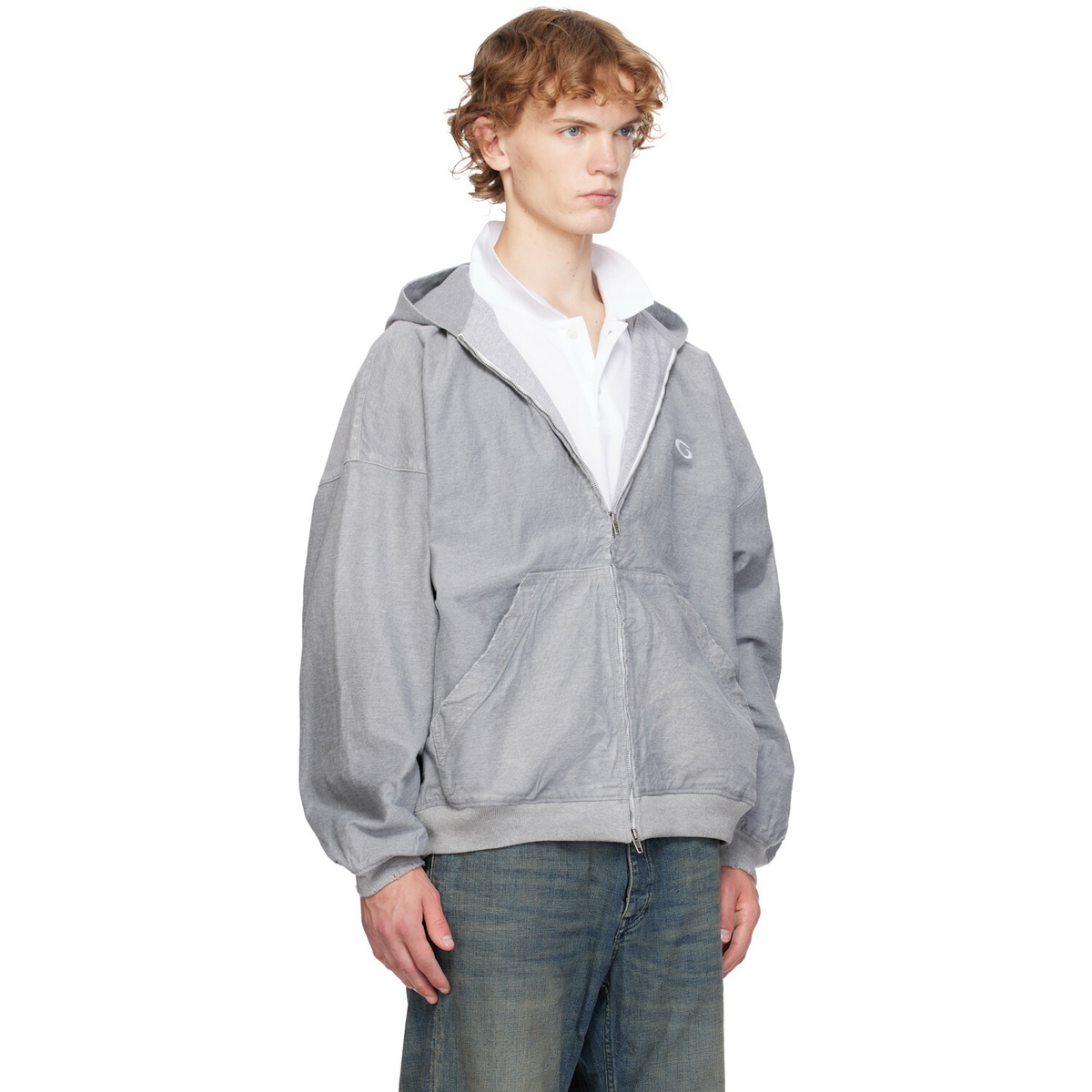 Balenciaga Gray Denim Logo Hoodie