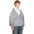 Balenciaga Gray Denim Logo Hoodie
