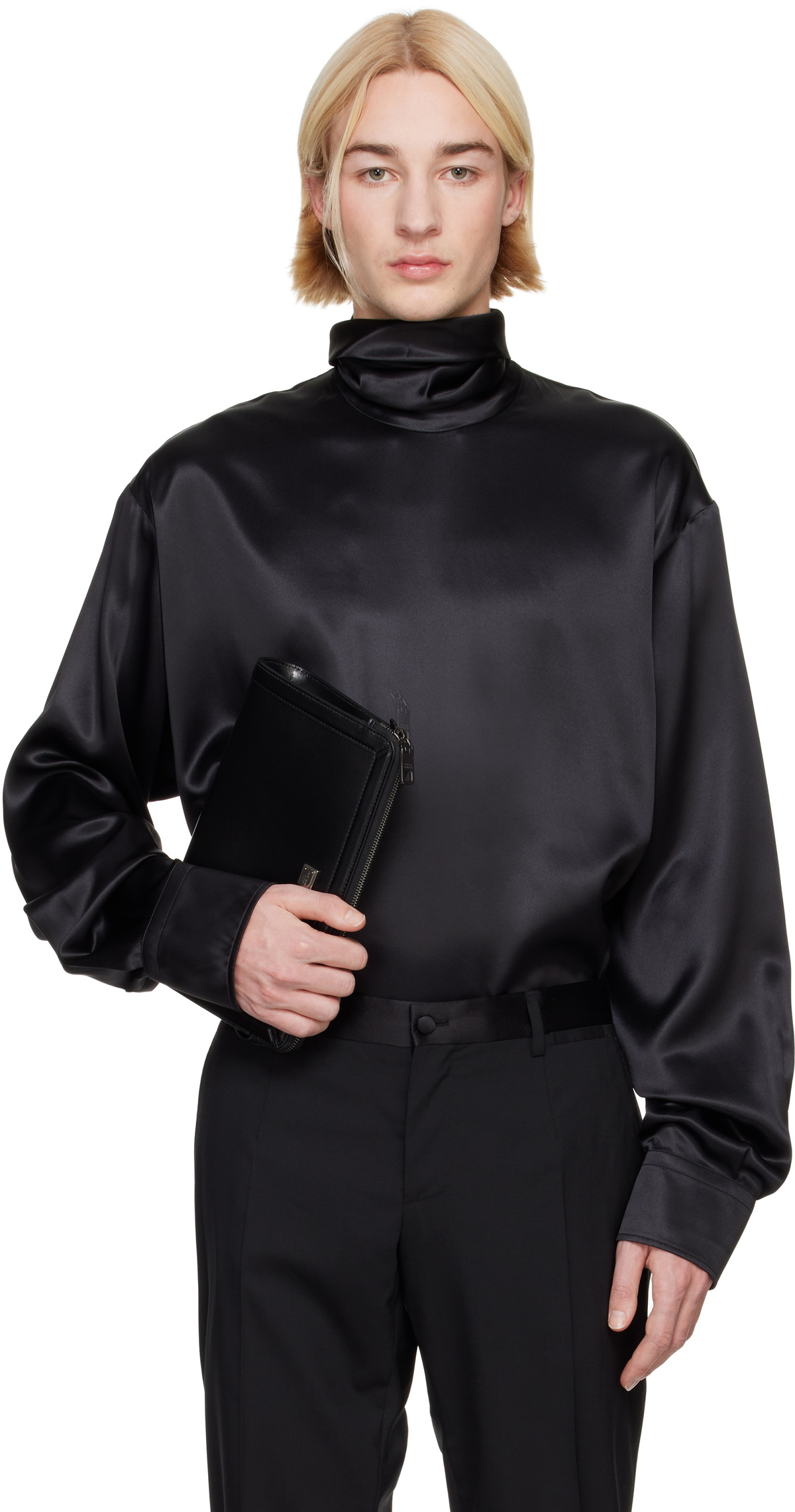 Dolce&Gabbana Black Loose Silk Turtleneck Dolce & Gabbana
