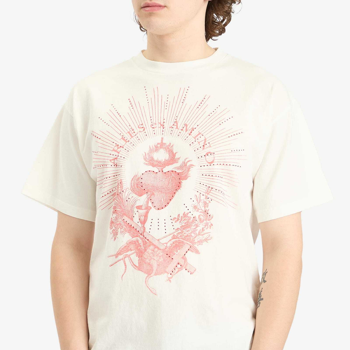 Aries Men's Faded Ex Amino T-Shirt in Off White