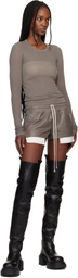 Rick Owens Gray Temple Fog Leather Shorts