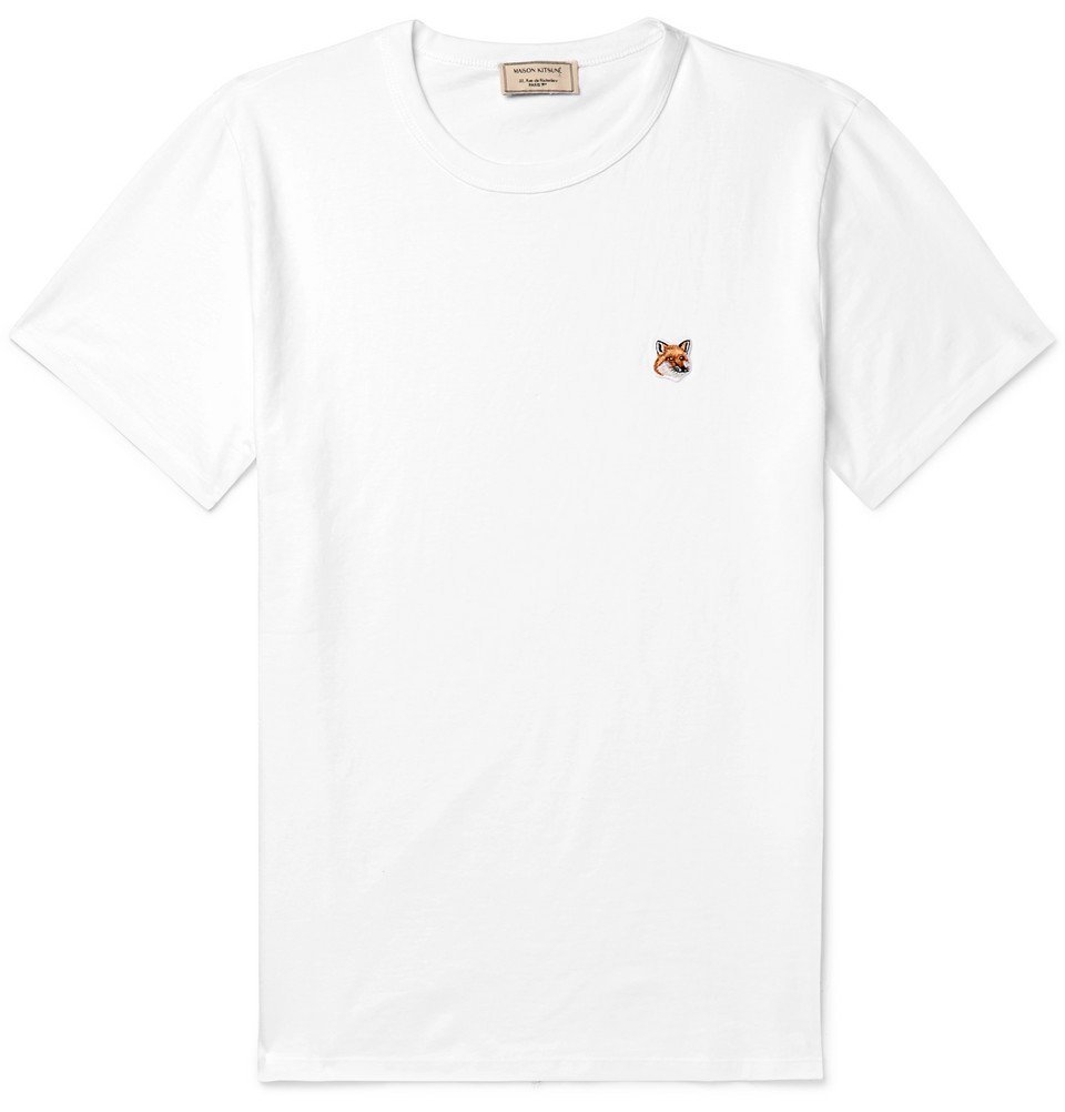 Maison Kitsuné - Appliquéd Cotton-Jersey T-Shirt - White Maison Kitsune