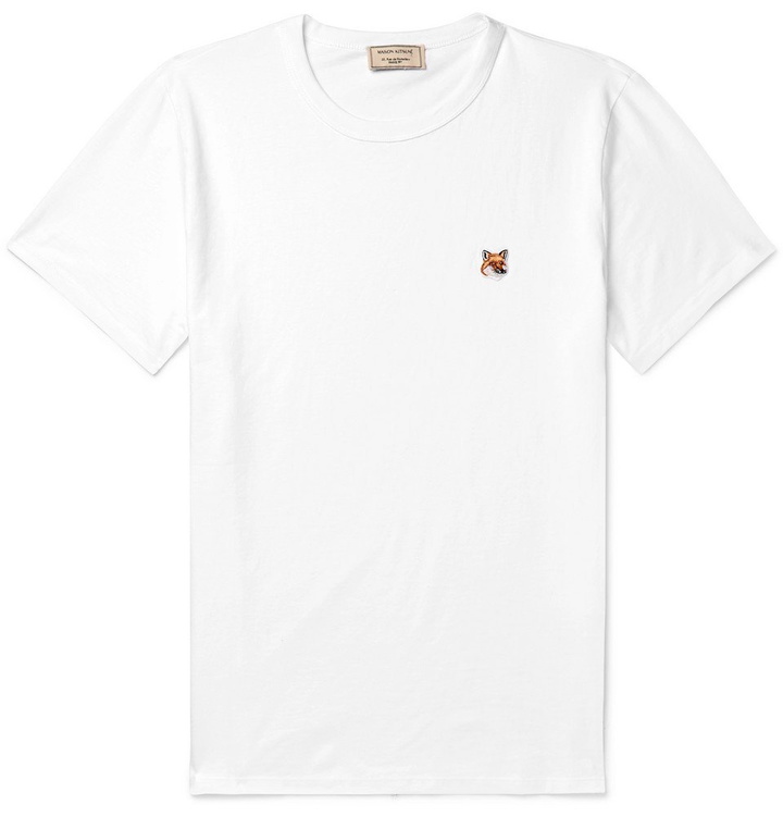 Photo: Maison Kitsuné - Appliquéd Cotton-Jersey T-Shirt - White