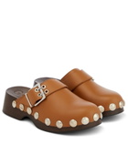 Ganni - Embellished leather clogs