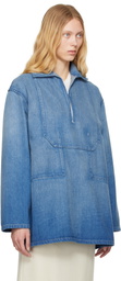 AURALEE Blue Selvedge Faded Light Denim Shirt