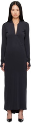 JOHANNA PARV Black Draped Back Midi Dress