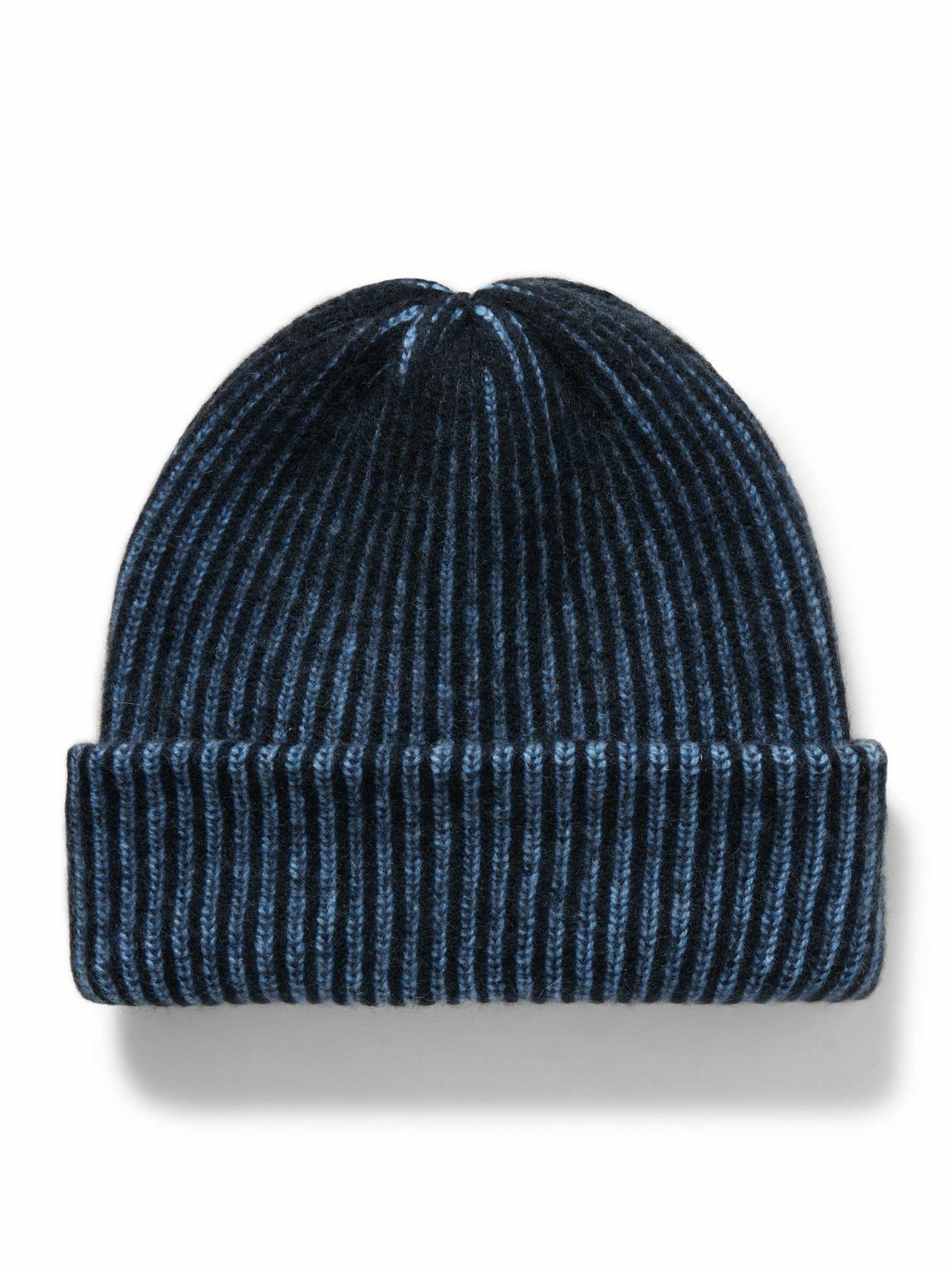 The Elder Statesman - Stripe Watchman Ribbed Cashmere Beanie The