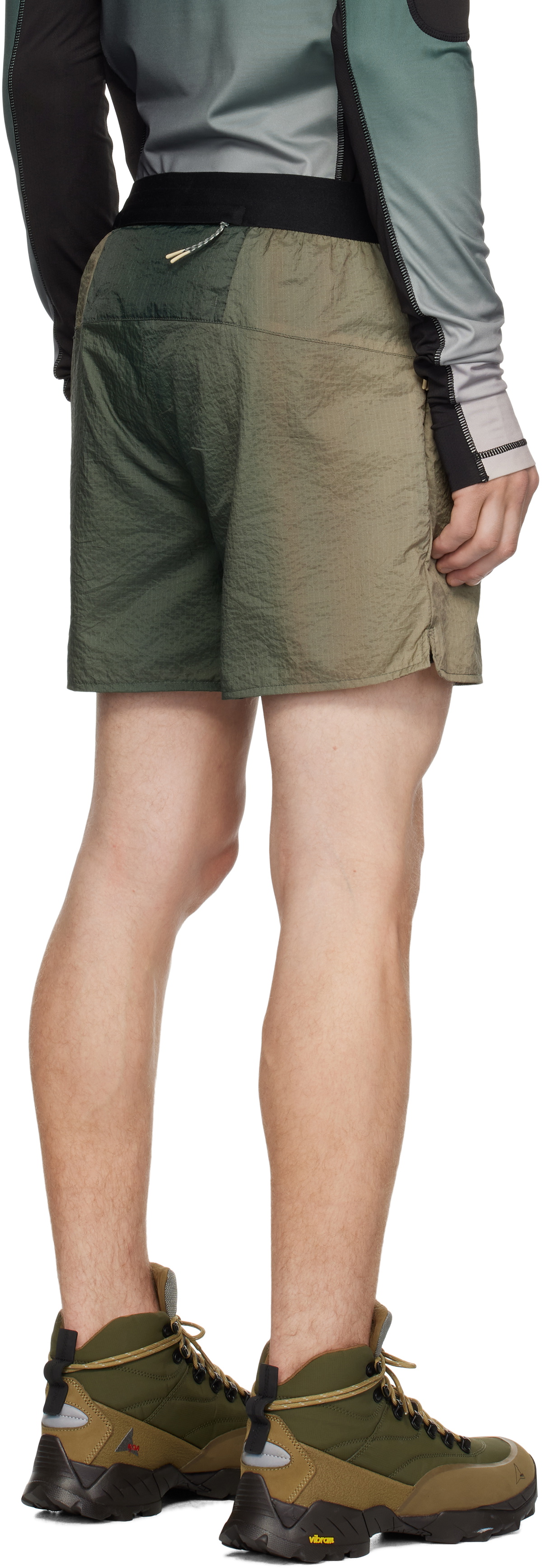 RCOS Green & Brown 2-In-1 Nylon Running Shorts