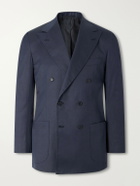 Kiton - Double-Breasted Cotton-Twill Blazer - Blue