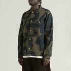 Folk Men's Patch Overshirt in Olive Navy Cast Print