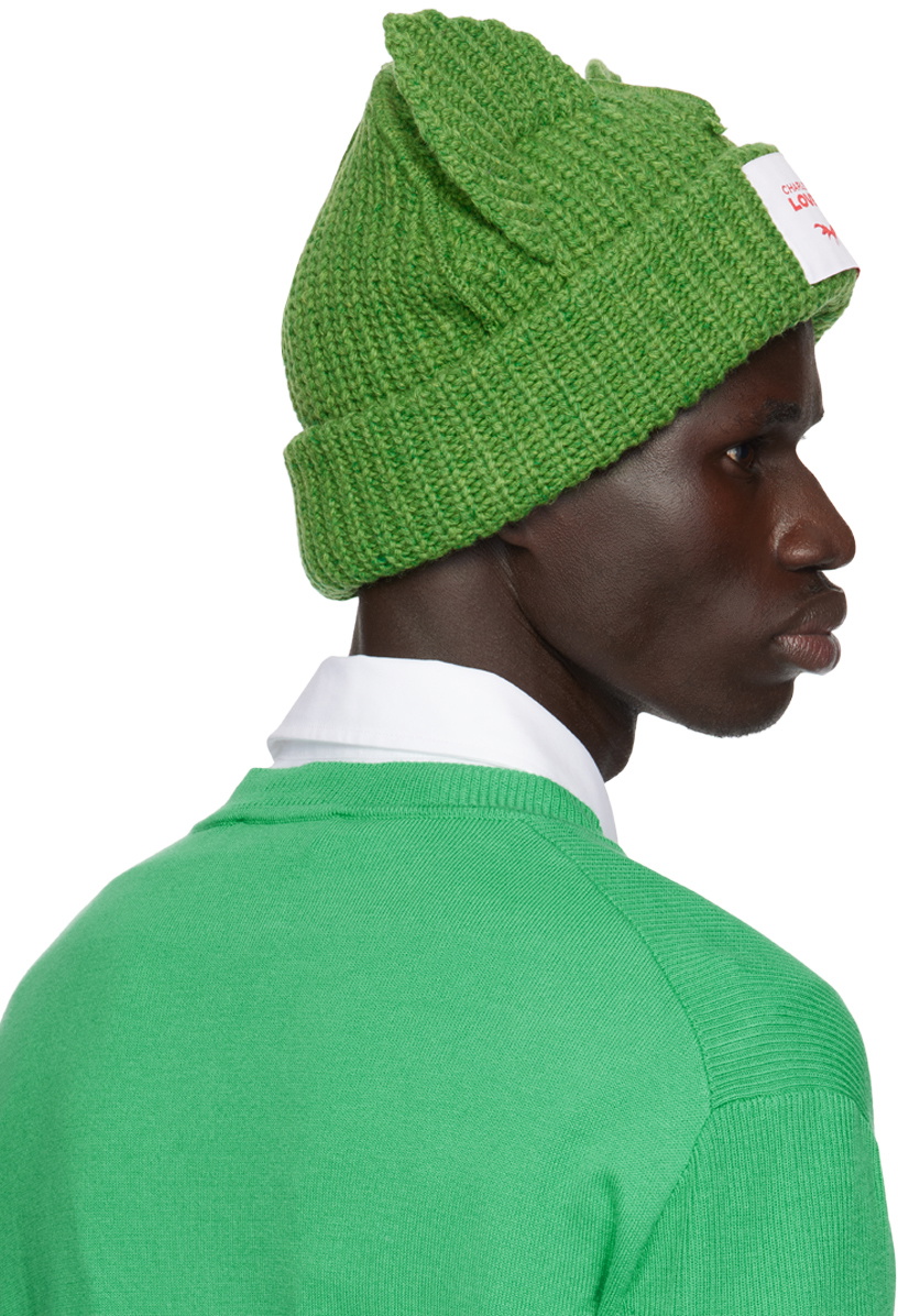 Charles Jeffrey LOVERBOY Green Chunky Ears Beanie Charles Jeffrey