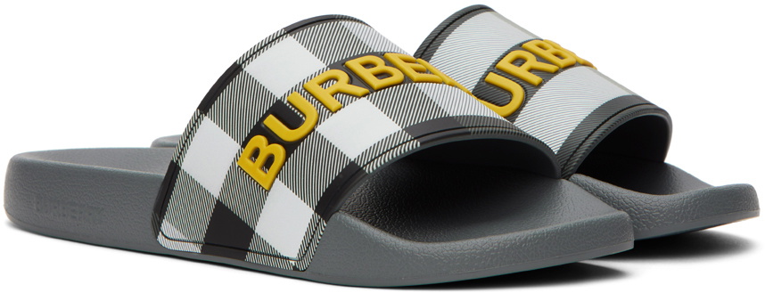Burberry Gray Check Slides Burberry display picture 1