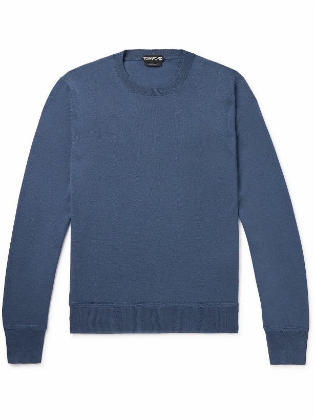 Photo: TOM FORD - Slim-Fit Cashmere Silk-Blend Sweater - Blue