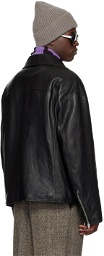 Acne Studios Black Distressed Leather Jacket