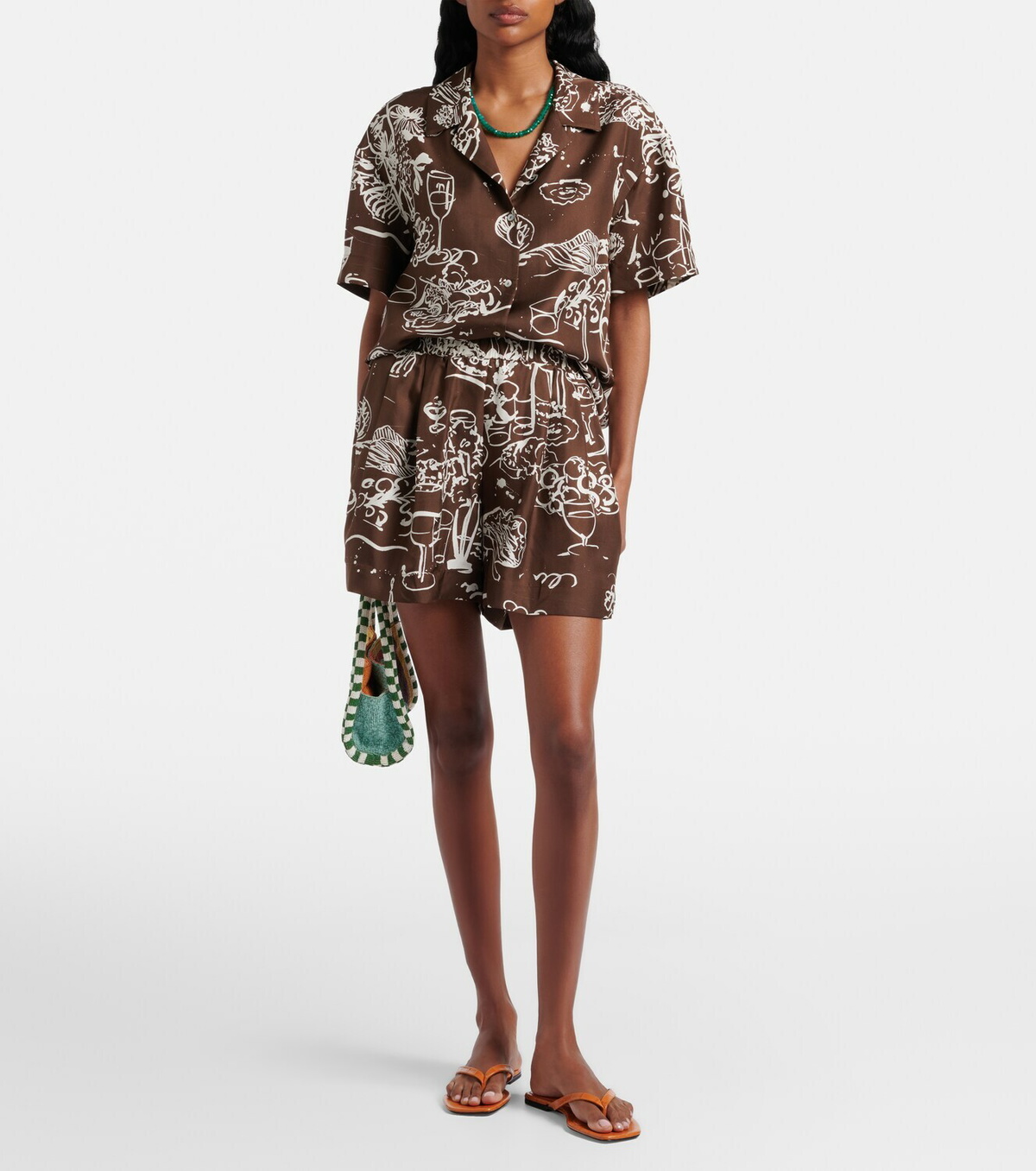 Asceno Zurich printed silk twill shorts