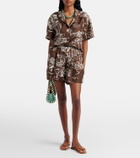 Asceno Zurich printed silk twill shorts