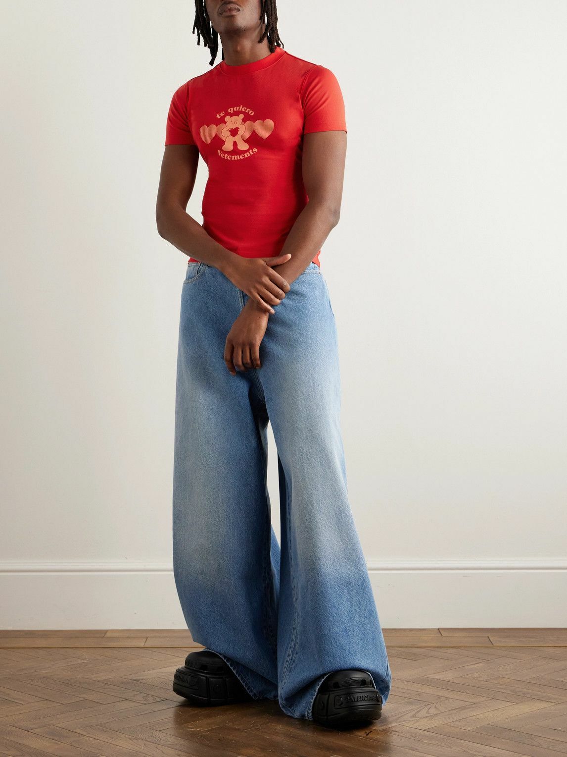 VETEMENTS - Te Quiero Slim-Fit Logo-Print Stretch-Cotton Jersey T-Shirt - Red