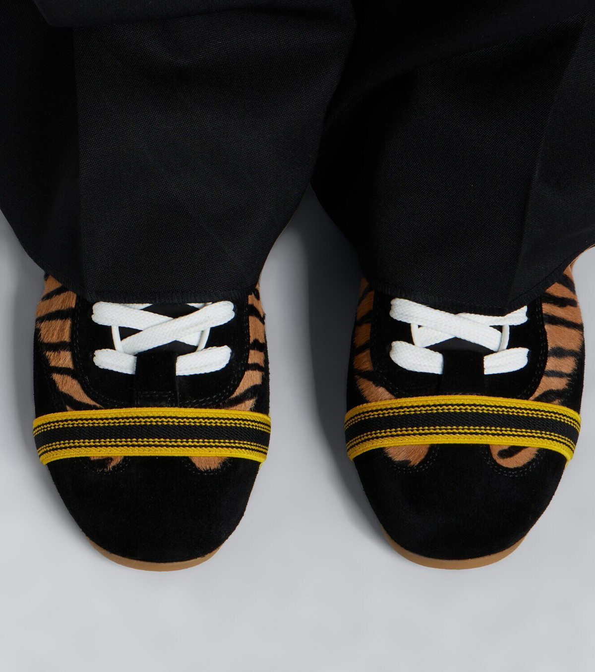 Fendi Wrap suede-trimmed calf hair sneakers