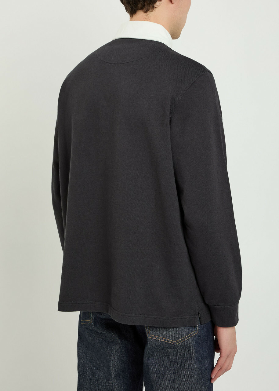 JW Anderson Art Club Embroidered Cotton Polo Shirt Black