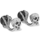 Alexander McQueen - Skull Silver-Tone Onyx Cufflinks - Men - Silver