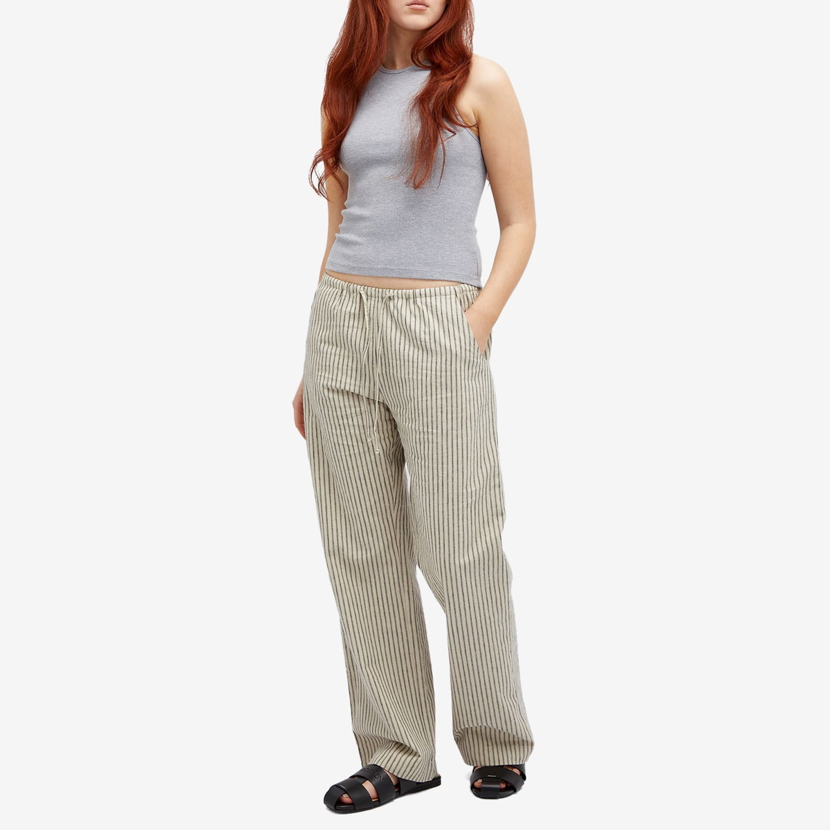 DONNI. Women's Rib Tank Top in Heather Grey
