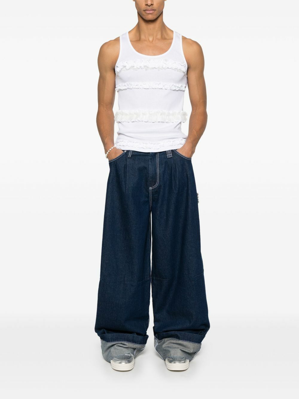 Simone Rocha Blue Cotton Wide-Leg Jeans Simone Rocha