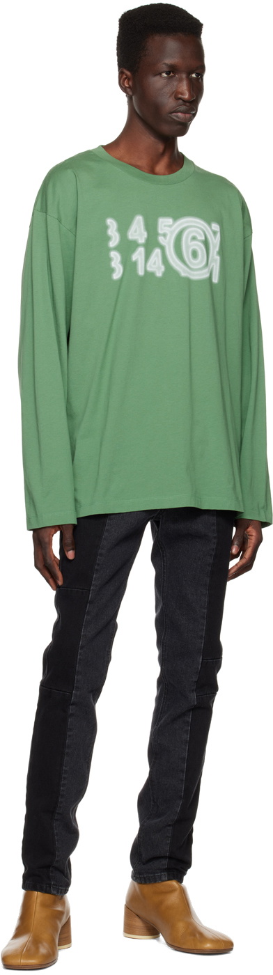 MM6 Maison Margiela Green Zoom Long Sleeve T-Shirt MM6 Maison Margiela