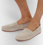 Mulo - Collapsible-Heel Suede Loafers - Neutral