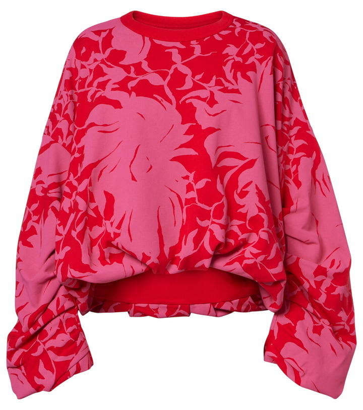 Photo: Dries Van Noten Draped floral cotton jersey sweatshirt