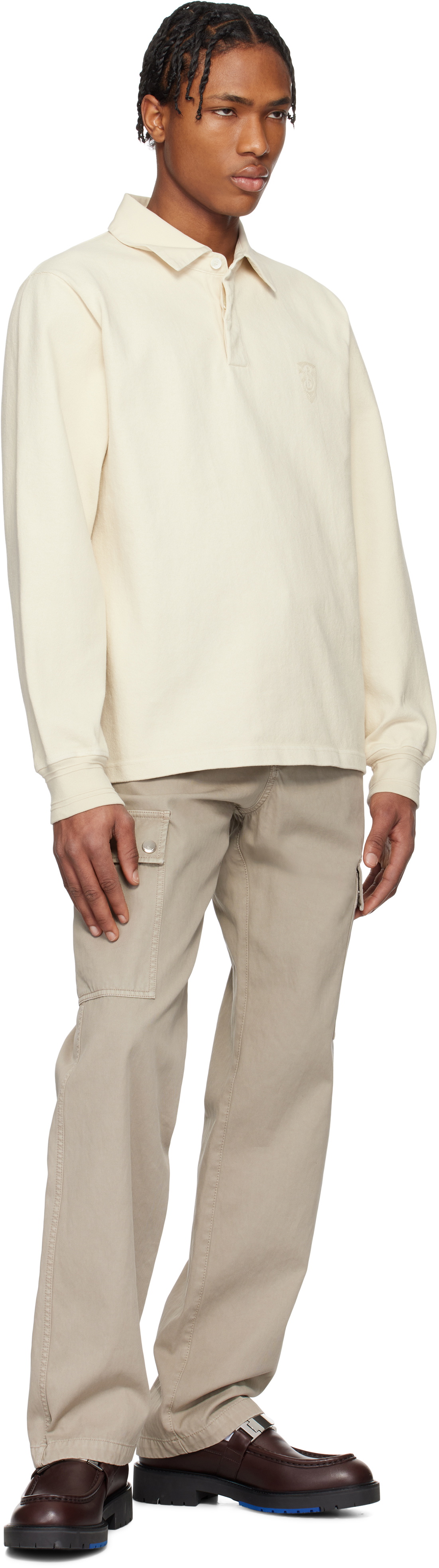 Burberry Beige Long-Sleeve Cotton Polo