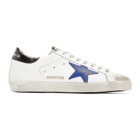 Golden Goose White and Blue Superstar Sneakers