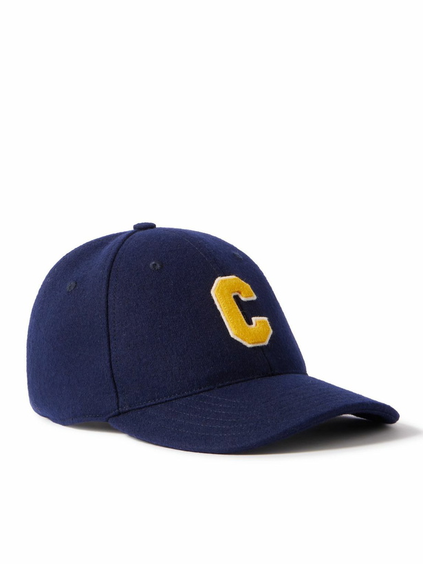 Photo: CELINE - Logo-Appliquéd Virgin Wool-Blend Flannel Baseball Cap - Blue
