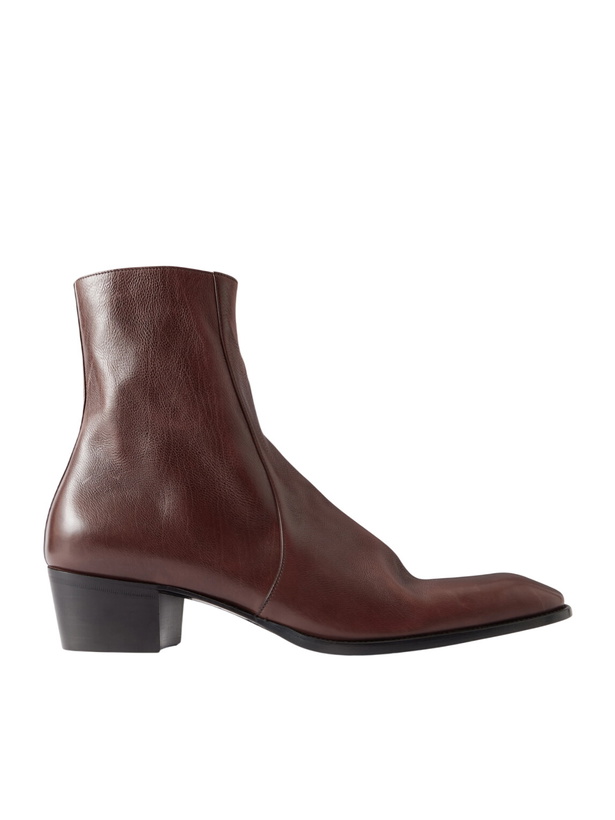 Photo: SAINT LAURENT - Stanton Full-Grain Leather Ankle Boots - Brown