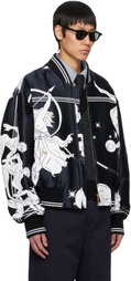 Thom Browne Navy Oversized Olympic Constellation Bomber Jacket