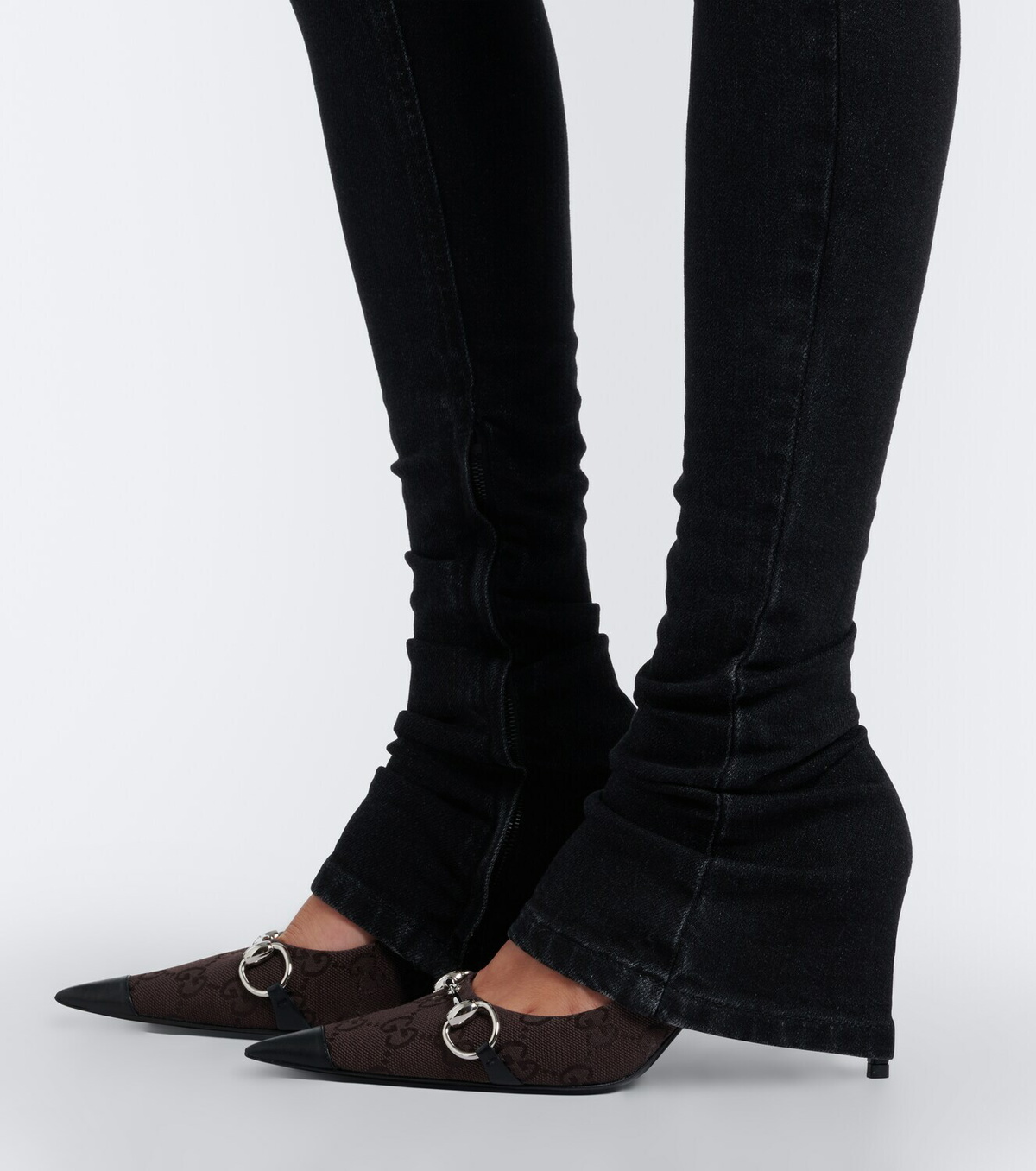 Gucci Donna GG canvas leather-trimmed pumps