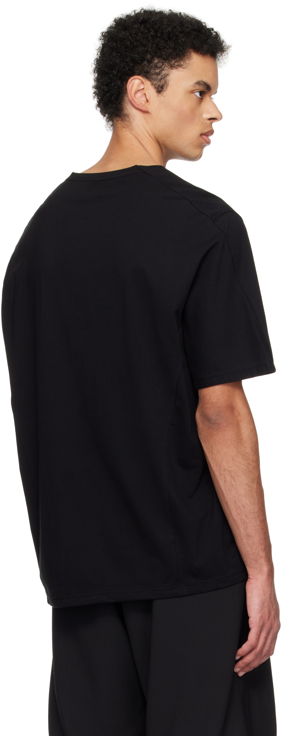 DEVOA Black Paneled T-shirt
