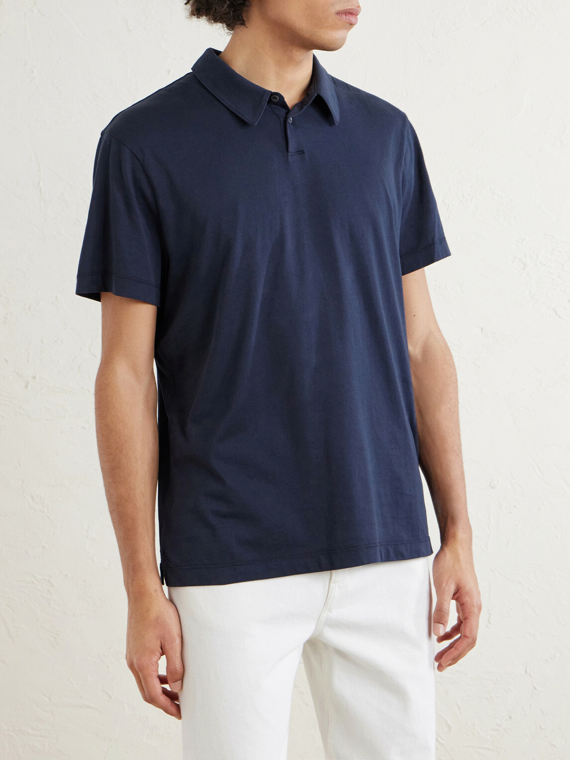 James Perse - Luxe Lotus Cotton-Jersey Polo Shirt - Blue