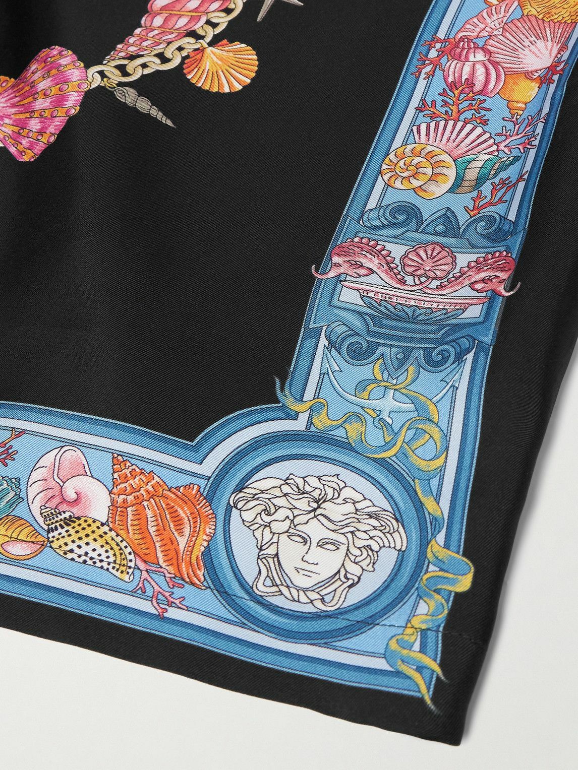 Versace - Straight-Leg Printed Silk-Twill Shorts - Black